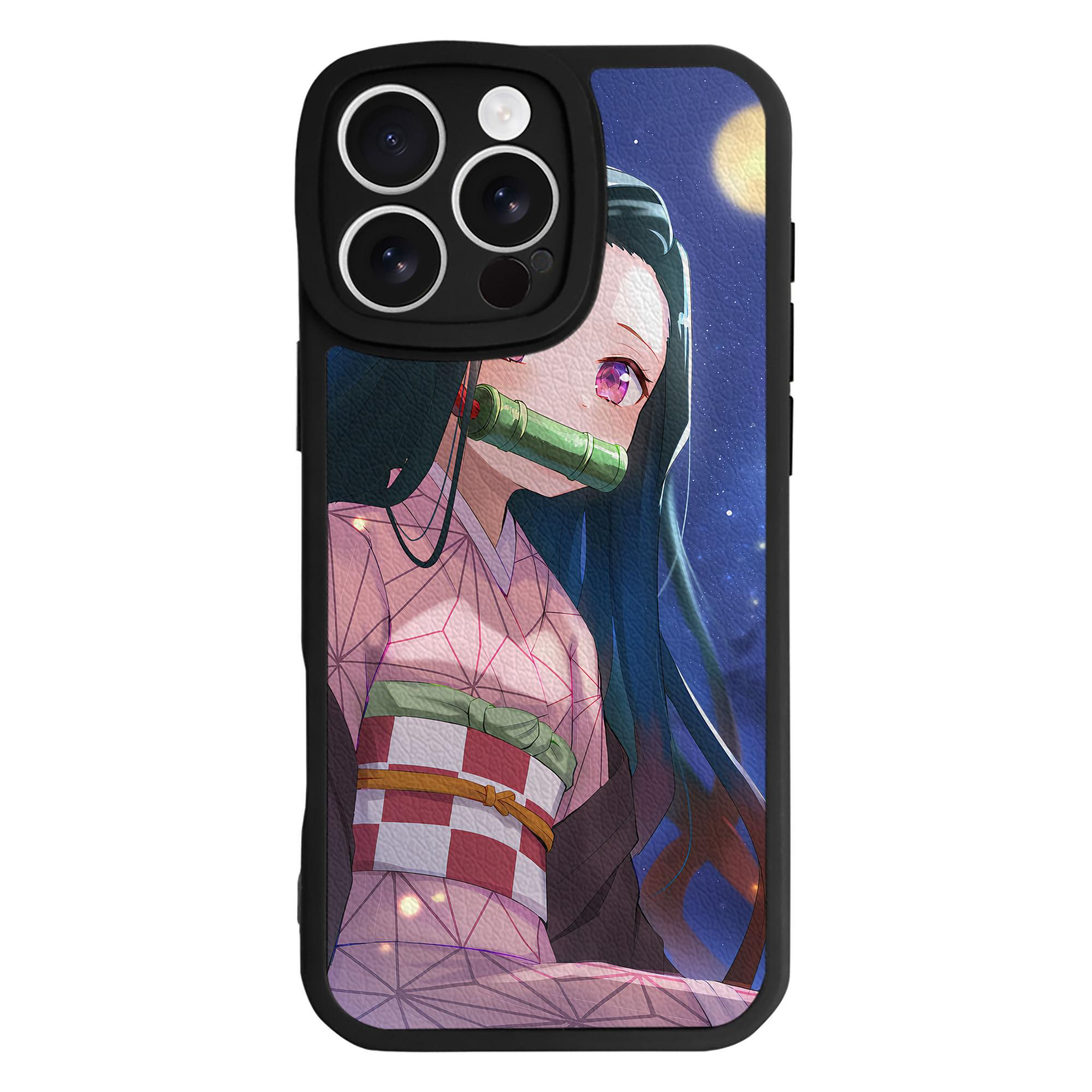 （画像用） 鬼滅の刃（きめつのやいば）竈門 禰󠄀豆子／かまど ねずこ Kamado Nezuko 【iPhone 16シリーズ対応】シリコンスマホケース（レザー調） 材質：シリコン